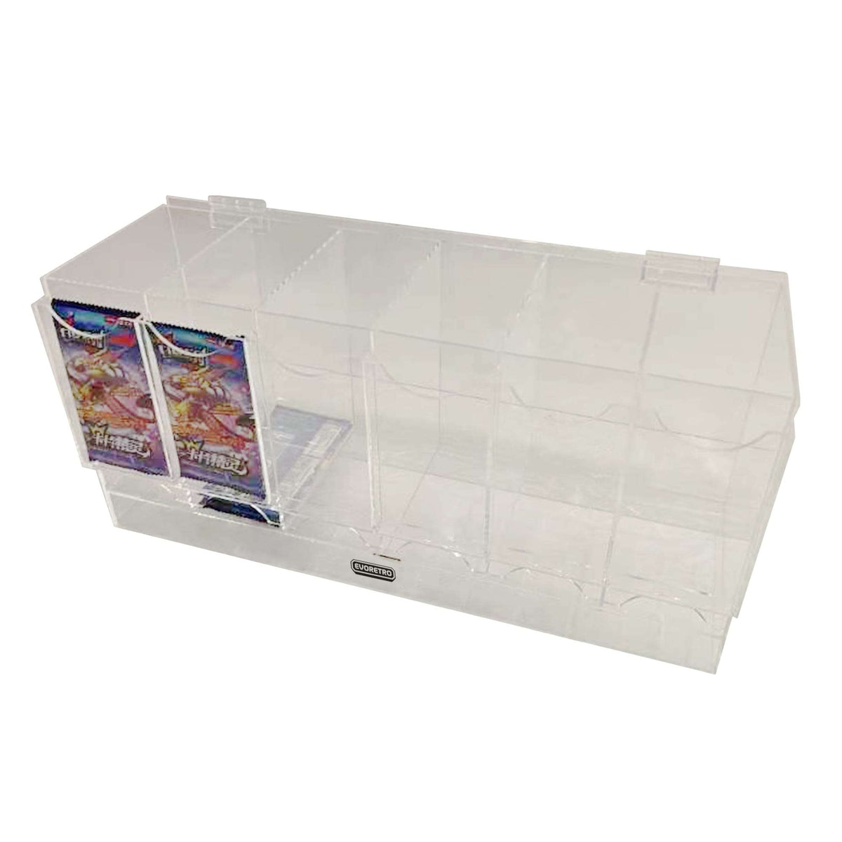EVORETRO Acrylic Display Stand for Booster DispenserPacks – Retail Counter Unit with Top Shelf - Premier Trading Cards