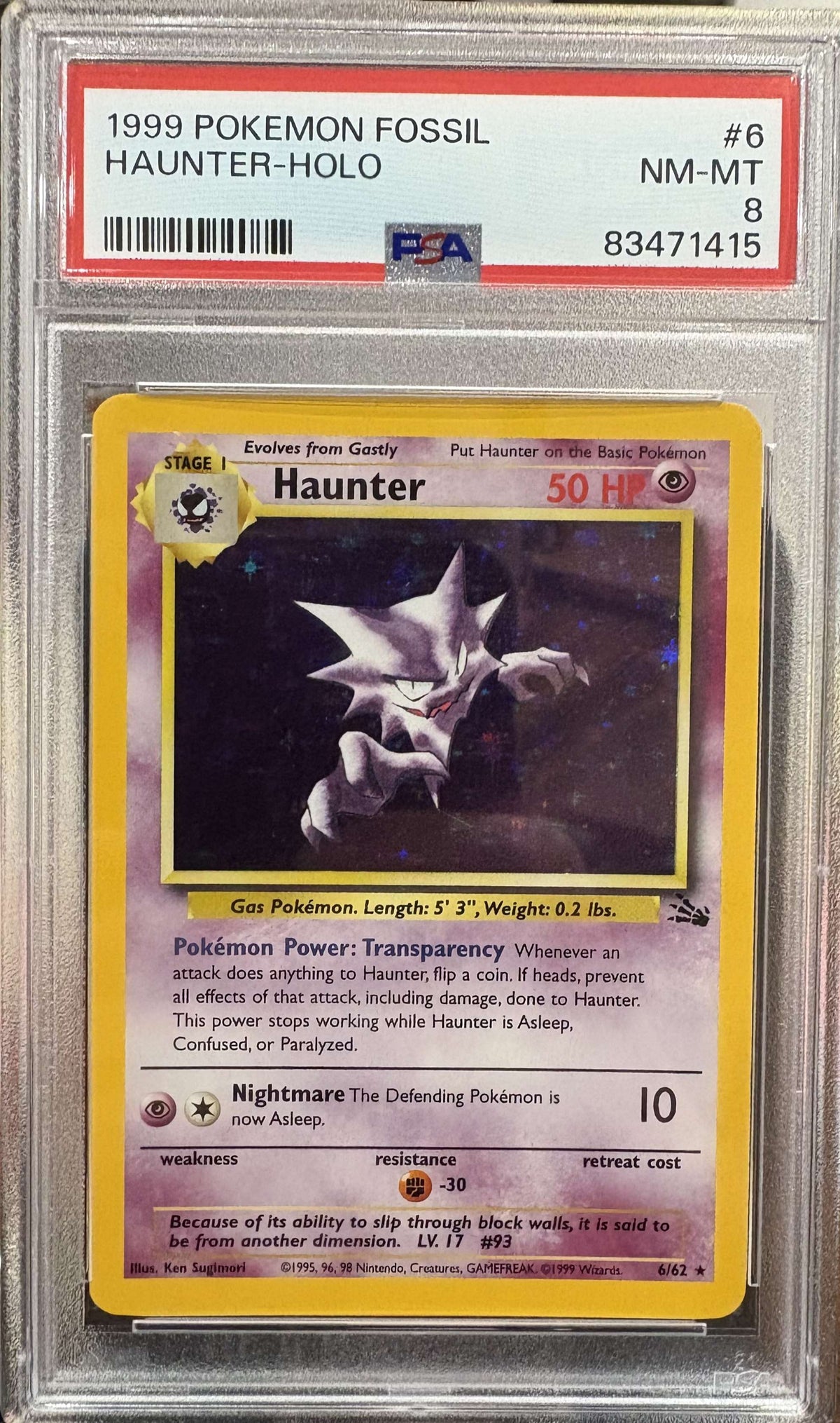 Haunter Fossil Holo - PSA 8 - 6/62 - Premier Trading Cards