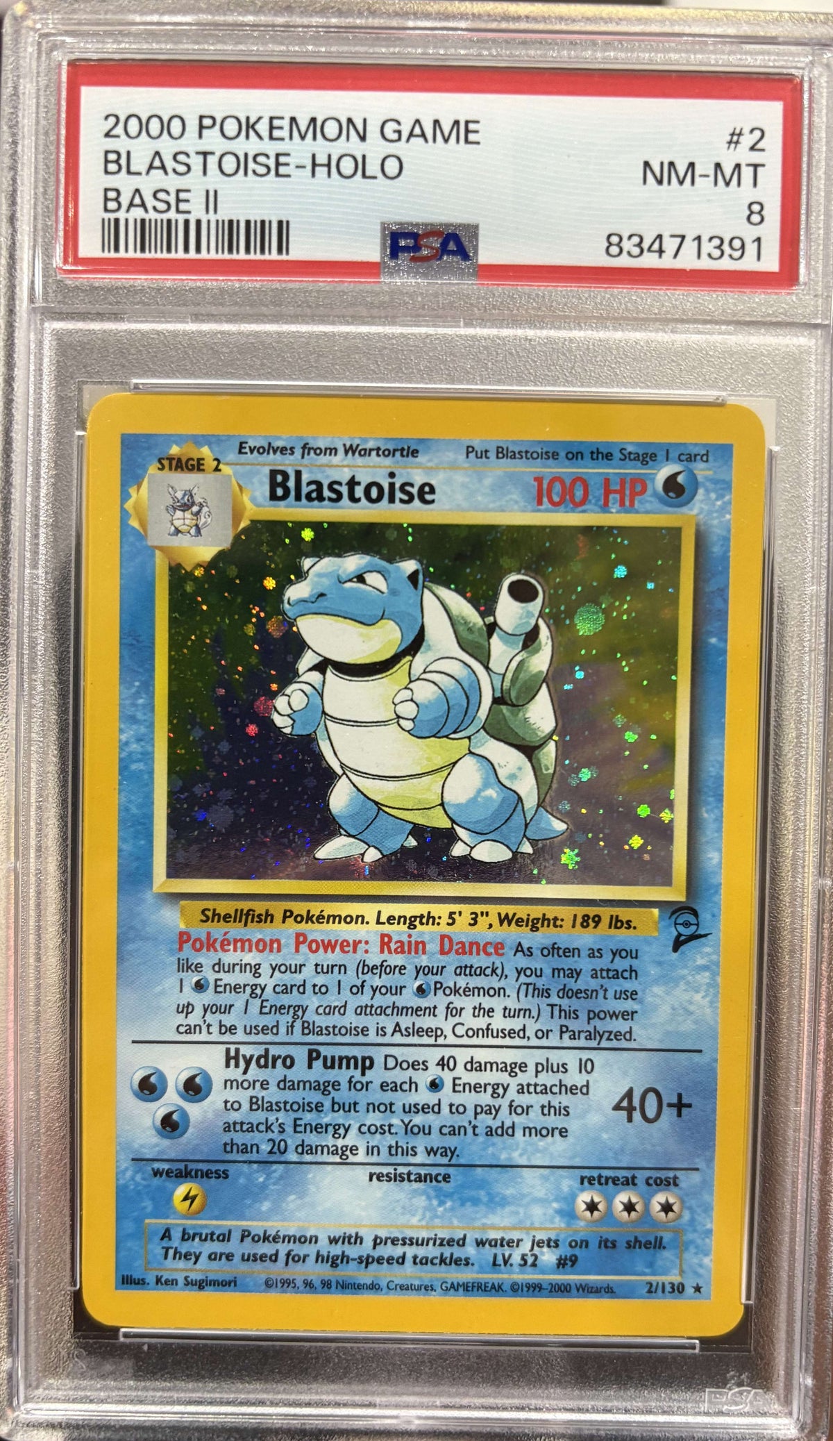 Blastoise Base Set 2 Holo - PSA 8 - 2/130 - Premier Trading Cards