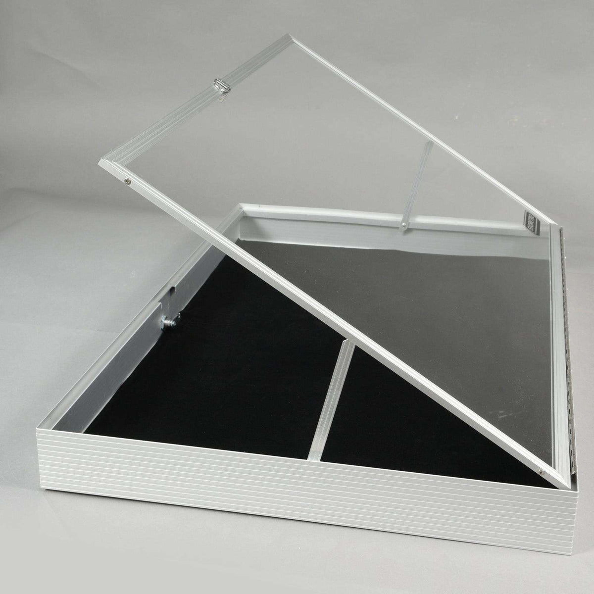 EVORETRO Lockable Display Case 36 x 24 x 4" Silver– Secure Showcase for Collectibles - Premier Trading Cards