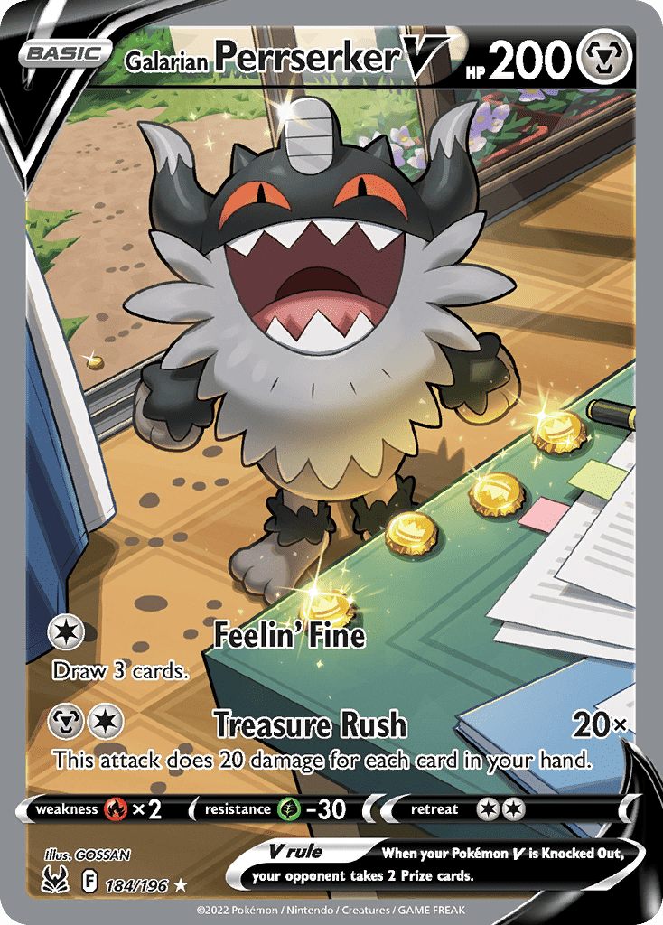 Galarian Perrserker V Alternate Art - 184/196 - Mint Condition - Premier Trading Cards