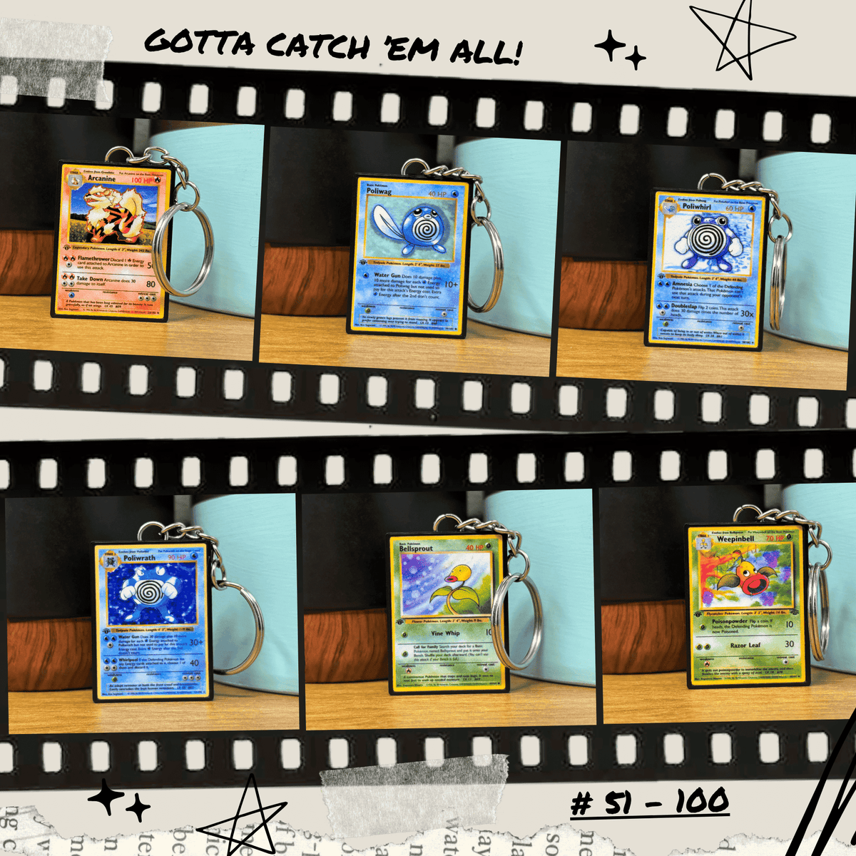 Pokemon Card Keychains (51-100)