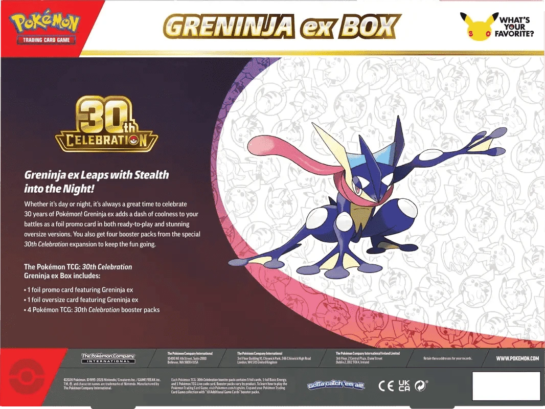 Pokemon TCG: 30th Celebration Greninja ex Box (PRE-ORDER) - PTC Collectibles