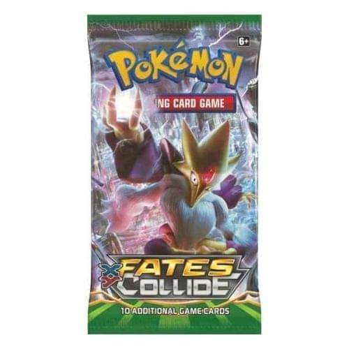 Pokémon TCG Fates Collide booster pack featuring Alakazam, collectible card game