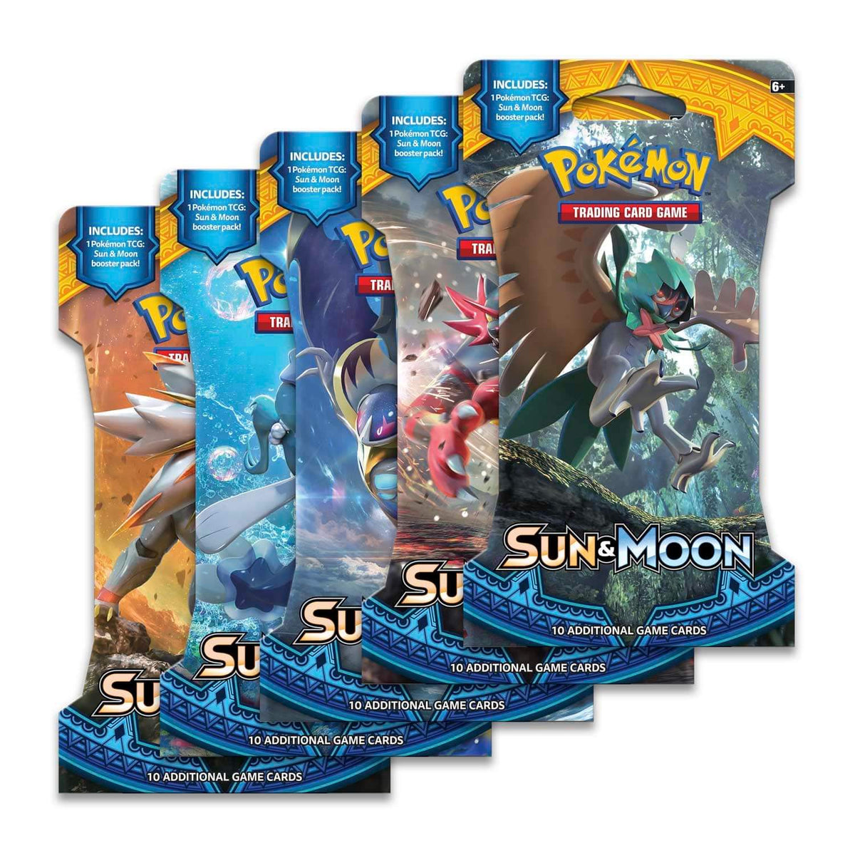 Pokémon TCG Sun & Moon booster packs with collectible card art, PTC Collectibles