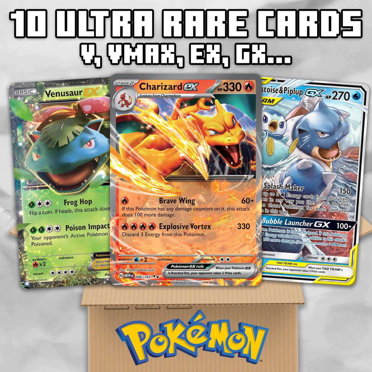 Pokémon Card GOD Pack! - 10 Ultra Rare OR Full Art Cards (Assorted Lot) - Premier Trading Cards