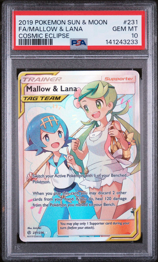 Mallow & Lana - 231/236 - Ultra Rare - Cosmic Eclipse PSA 10 - Premier Trading Cards