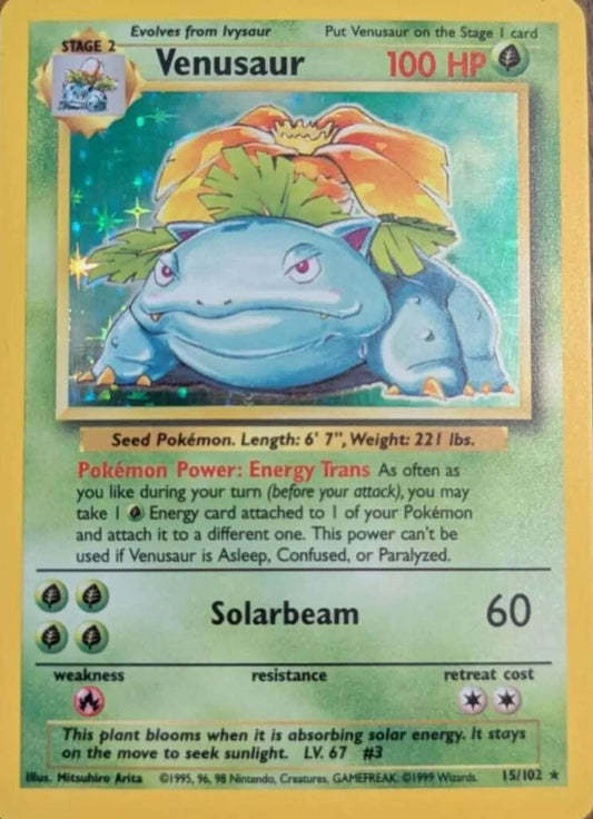 Venusaur 15/102 - Base Set Holographic - Pokemon (Moderately Played) - Premier Trading Cards