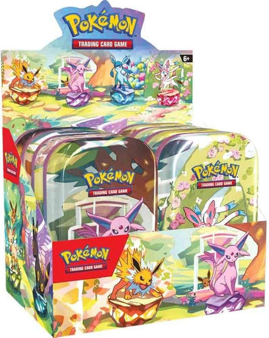 Pokémon TCG: Scarlet & Violet - Prismatic Evolutions - Mini Tin - Display (8 Tins) - Premier Trading Cards