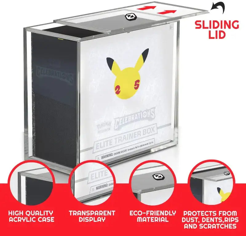 Pokemon ETB Acrylic Protector w/ SLIDING Lid - Premier Trading Cards