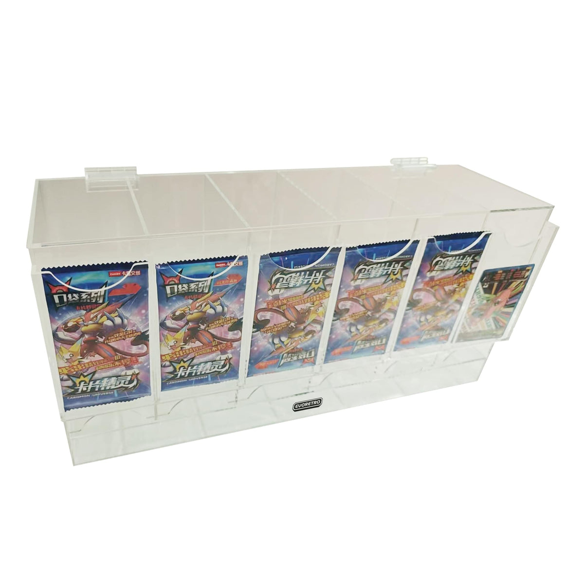 EVORETRO Acrylic Display Stand for Booster  DispenserPacks – Retail Counter Unit with Top Shelf - Premier Trading Cards