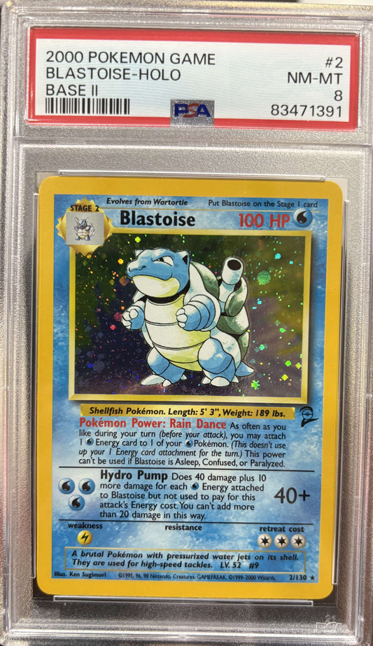 Blastoise Base Set 2 Holo - PSA 8 - 2/130 - Premier Trading Cards