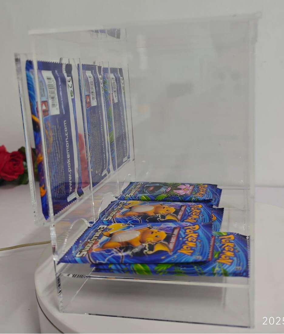 EVORETRO Acrylic Display Stand for Booster  DispenserPacks – Retail Counter Unit with Top Shelf - Premier Trading Cards