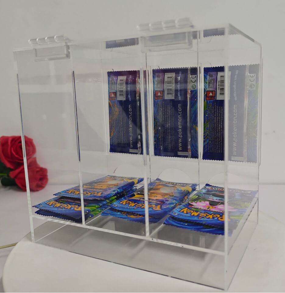 EVORETRO Acrylic Display Stand for Booster  DispenserPacks – Retail Counter Unit with Top Shelf - Premier Trading Cards