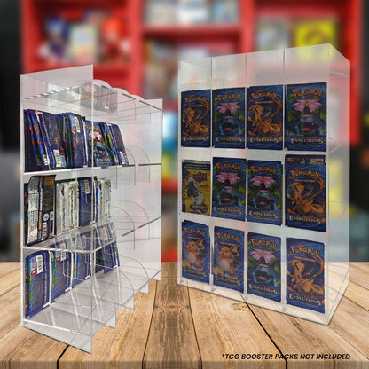 EVORETRO Acrylic Display Stand for Booster  DispenserPacks – Retail Counter Unit with Top Shelf - Premier Trading Cards