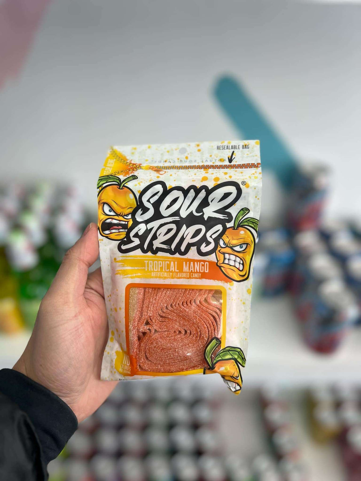 Sour Strips Tropical Mango – Sweet & Tangy Chewy Candy | Exotic Fruit Flavor -96g