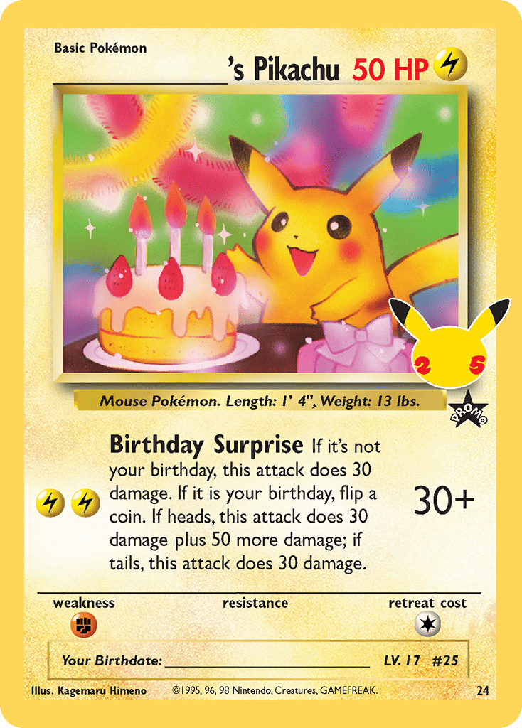 Birthday Pikachu Holo 25th Anniversary - Pokemon Celebrations