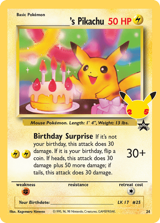 Birthday Pikachu Holo 25th Anniversary - Pokemon Celebrations