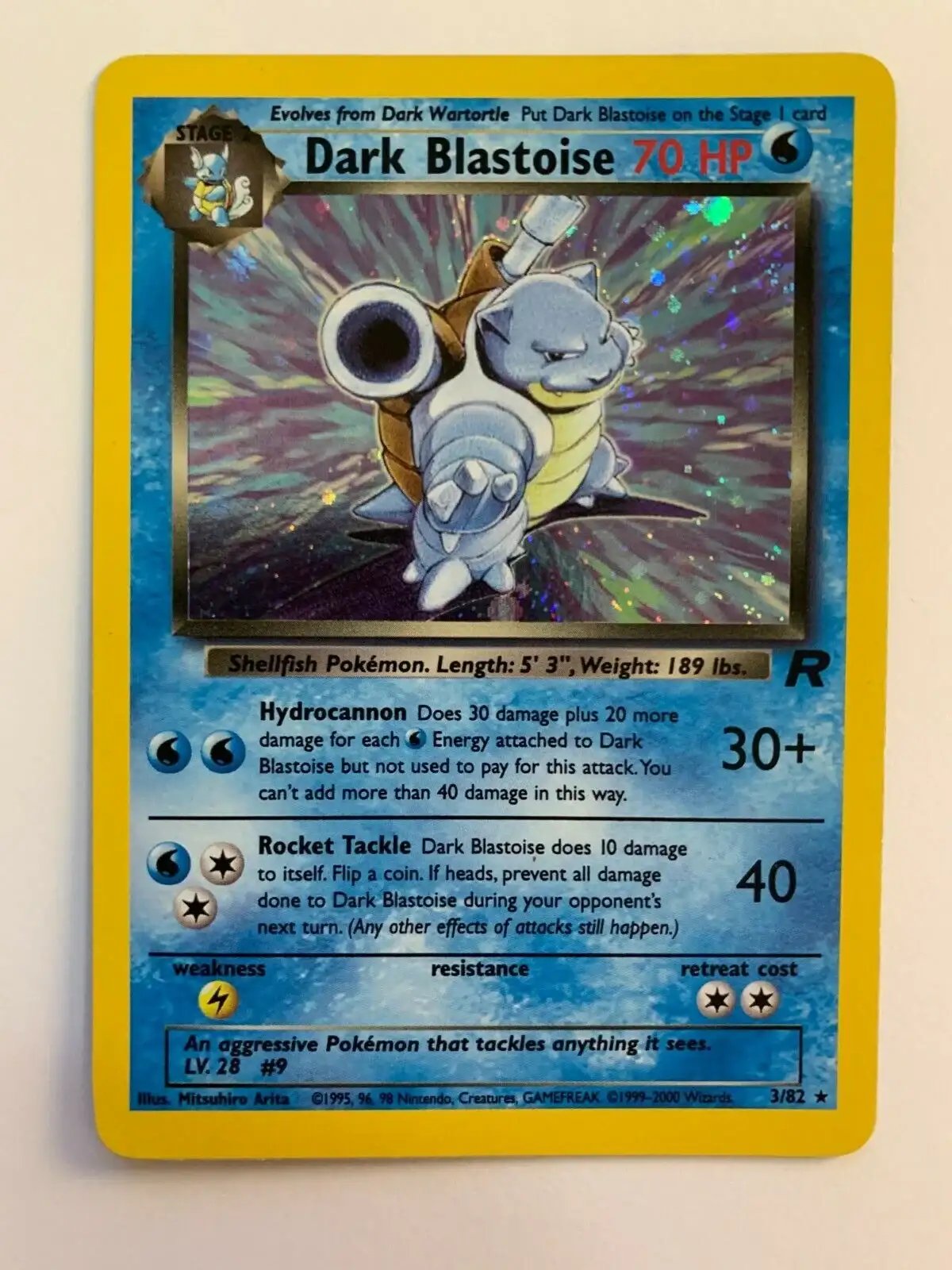 Dark Blastoise holo Pokémon card, unlimited edition, collectible trading card at PTC Collectibles