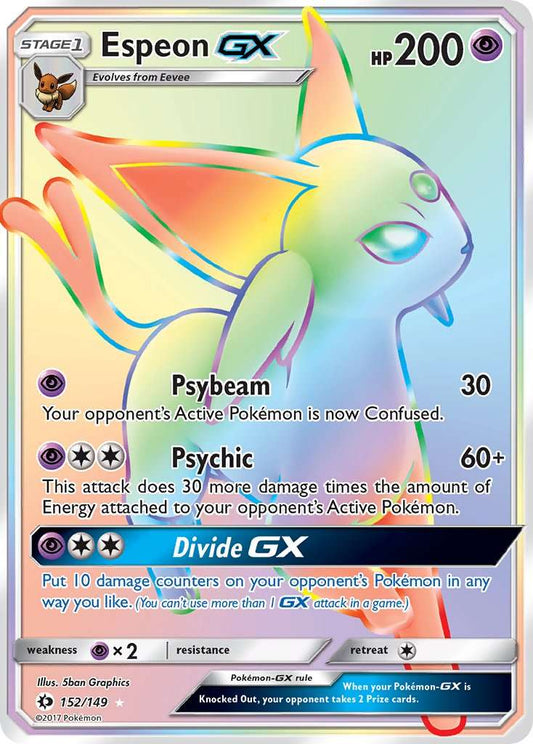 Espeon GX - 152/149 - Secret Rare - Sun & Moon Base Set