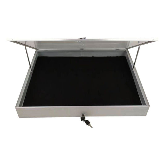 EVORETRO Lockable Display Case 36 x 24 x 4" Silver– Secure Showcase for Collectibles - Premier Trading Cards