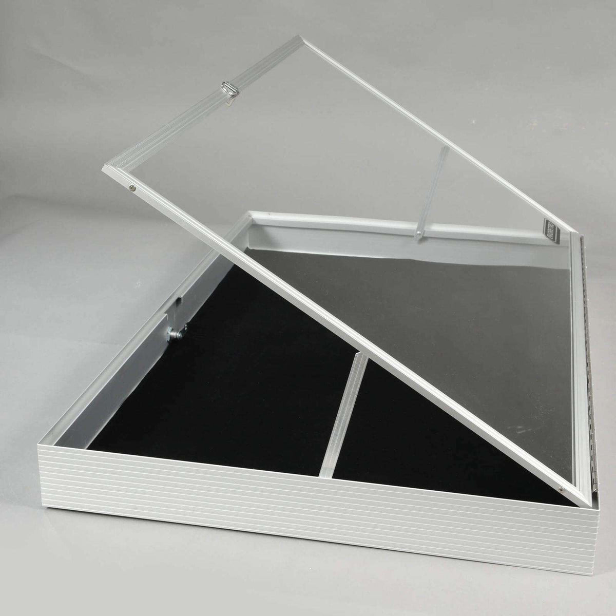EVORETRO Lockable Display Case 36 x 24 x 4" Silver– Secure Showcase for Collectibles - Premier Trading Cards