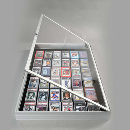 EVORETRO Lockable Display Case 36 x 24 x 4" Silver– Secure Showcase for Collectibles - Premier Trading Cards