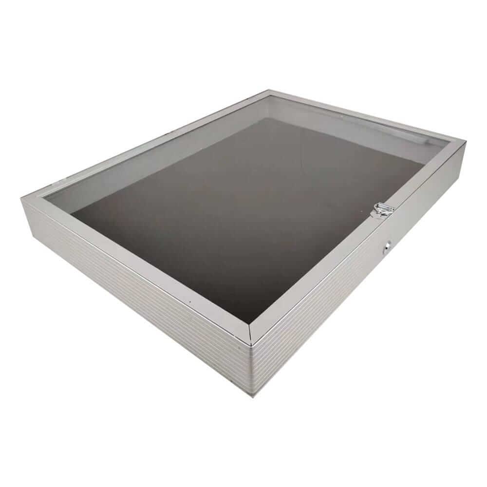EVORETRO Lockable Display Case 36 x 24 x 4" Silver– Secure Showcase for Collectibles - Premier Trading Cards