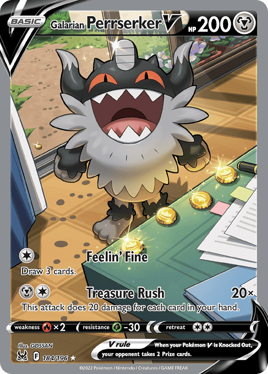 Galarian Perrserker V Alternate Art - 184/196 - Mint Condition - Premier Trading Cards