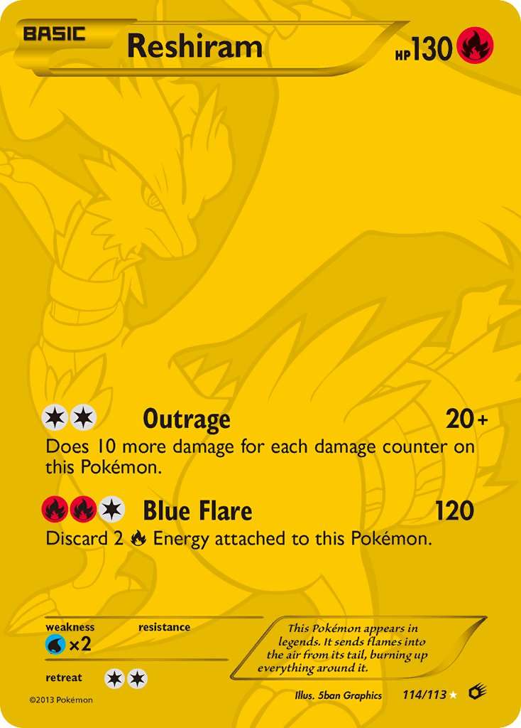 Gold Reshiram 114/113 - Pokémon Legendary Treasures Full Art Secret Rare (Lightly Played)