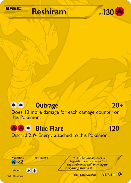 Gold Reshiram 114/113 - Pokémon Legendary Treasures Full Art Secret Rare (Lightly Played)