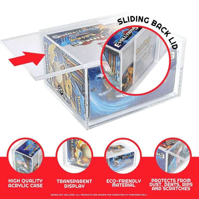 Pokemon Booster Box w/ Sliding Lid Anti-UV - EVORETRO Acrylic Protector 4.0MM - PTC Collectibles