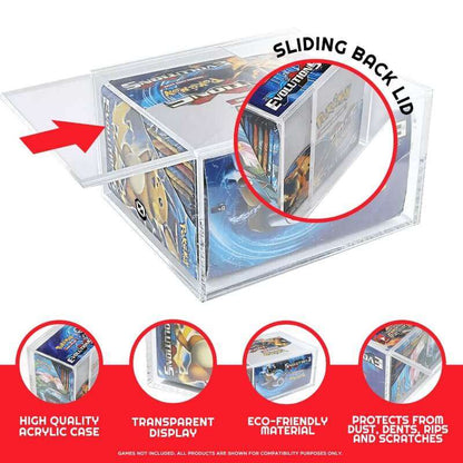 Pokemon Booster Box w/ Sliding Lid Anti-UV - EVORETRO Acrylic Protector 4.0MM - PTC Collectibles