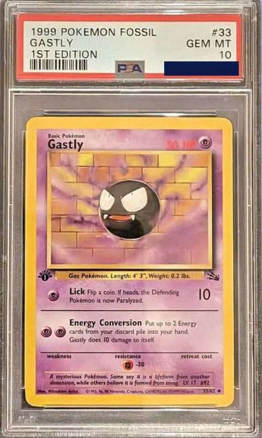 Pokemon Gastly 33 Fossil 1st Edition PSA 10 - PTC Collectibles