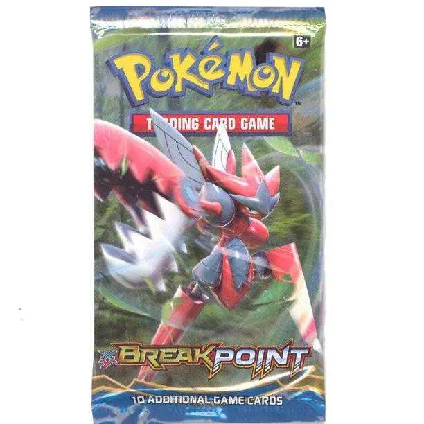 Pokémon BreakPoint booster pack trading card game, featuring Scizor on collectible packaging