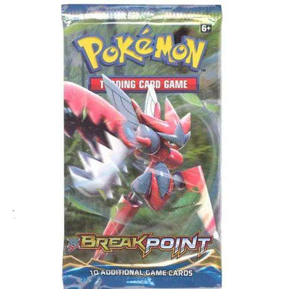 Pokémon BreakPoint booster pack trading card game, featuring Scizor on collectible packaging