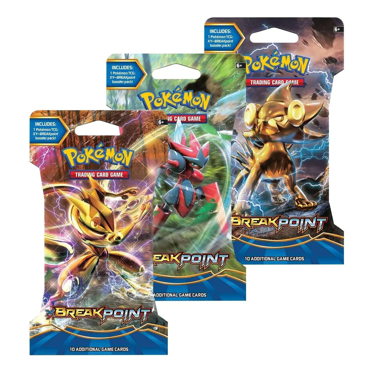 Pokémon Breakpoint booster packs featuring trading card game artwork from PTC Collectibles