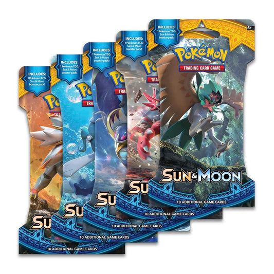 Pokémon TCG Sun & Moon booster packs with collectible card art, PTC Collectibles