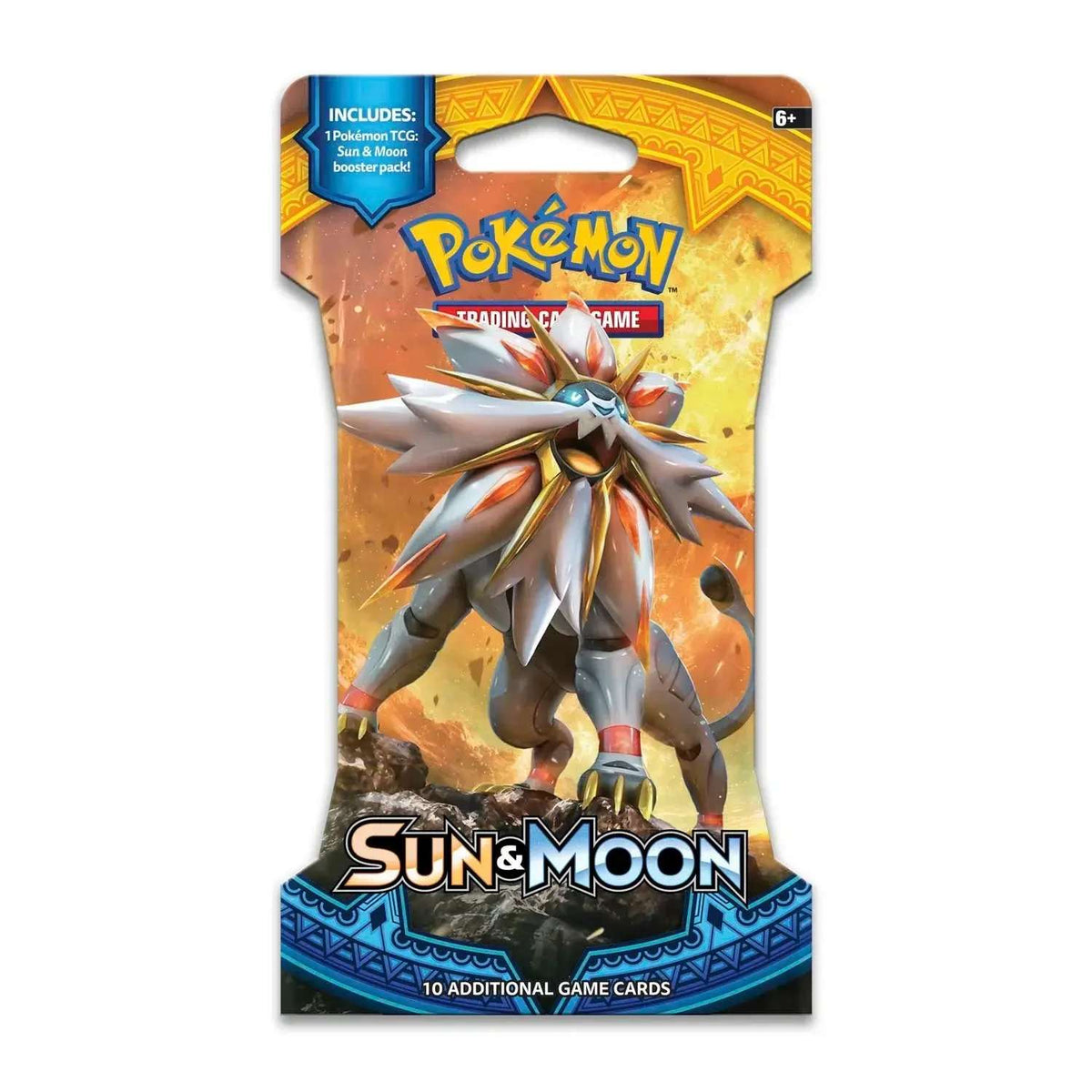 Pokémon Sun & Moon trading card game booster pack with Solgaleo artwork