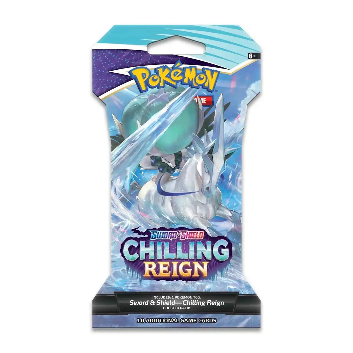 Pokémon Sword & Shield Chilling Reign booster pack featuring an ice-type Pokémon