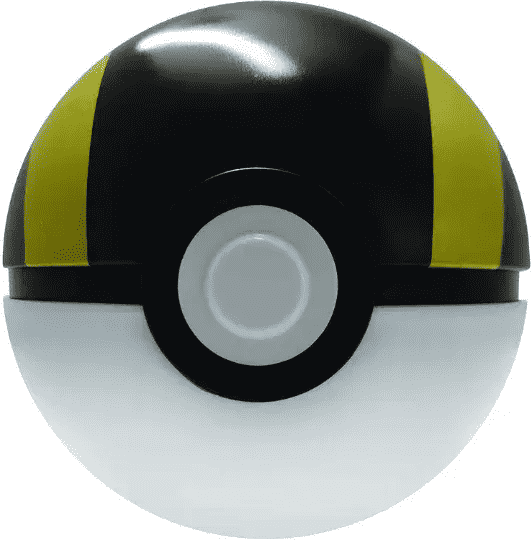 Ultra Ball Pokémon collectible toy with black and yellow design from PTC Collectibles